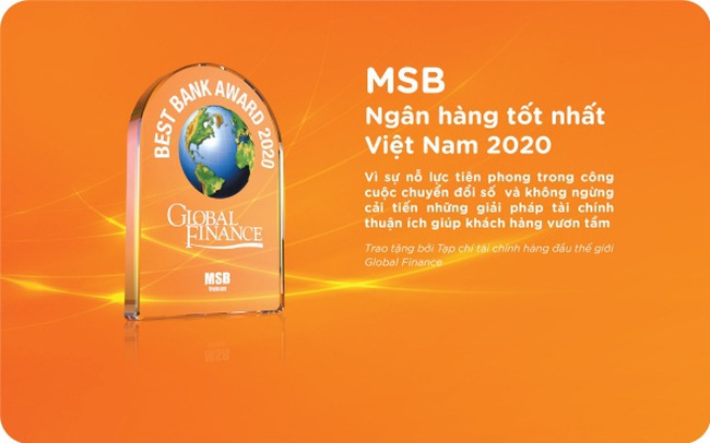 MSB được tạp chí Global Finance vinh danh là “Ngân hàng tốt nhất Việt Nam năm 2020”